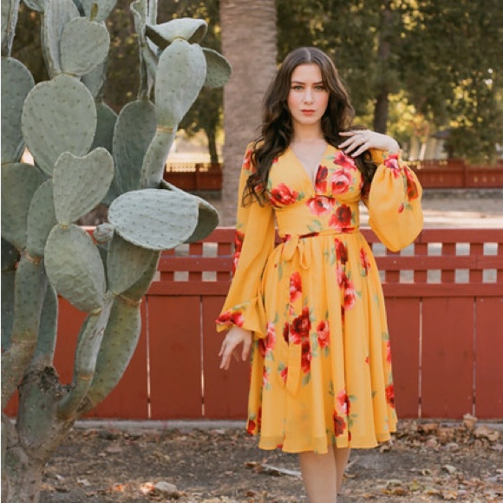 Vintage Vandalizm Yellow Floral Zelda Dress